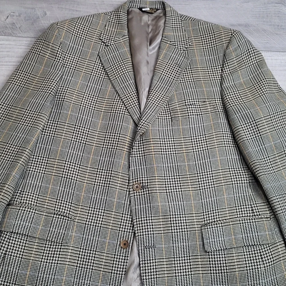 Vintage J. Press Pressidential Sport Coat Mens 46L Glen Plaid Wool Made in USA
